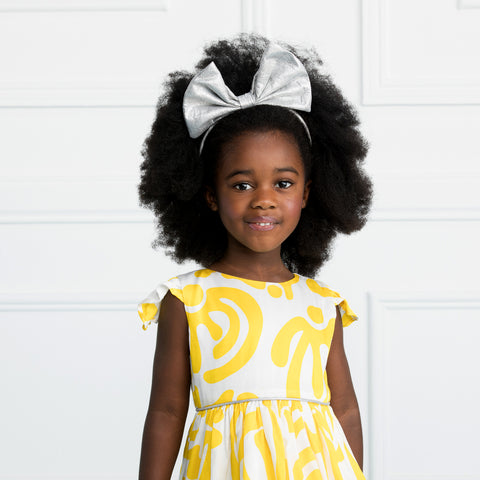 Side Bow Headband in Yellow Triangles