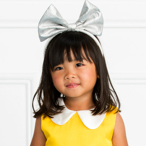 Side Bow Headband in Yellow Triangles